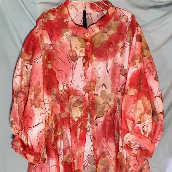 IC by Connie K -Floral Sheer Tunic - Picture 1 of 3